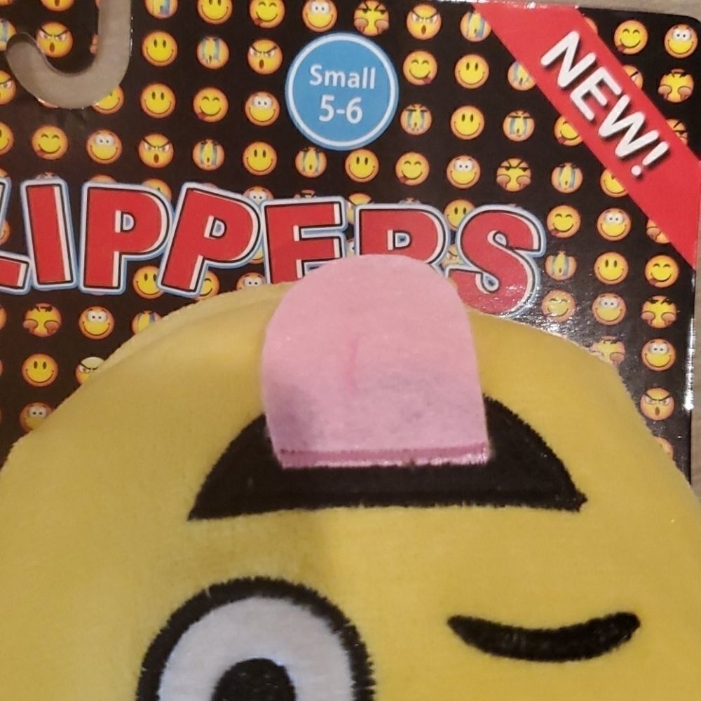 Yellow Emoji Slippers Sticking Out Tongue - Picture 3 of 4